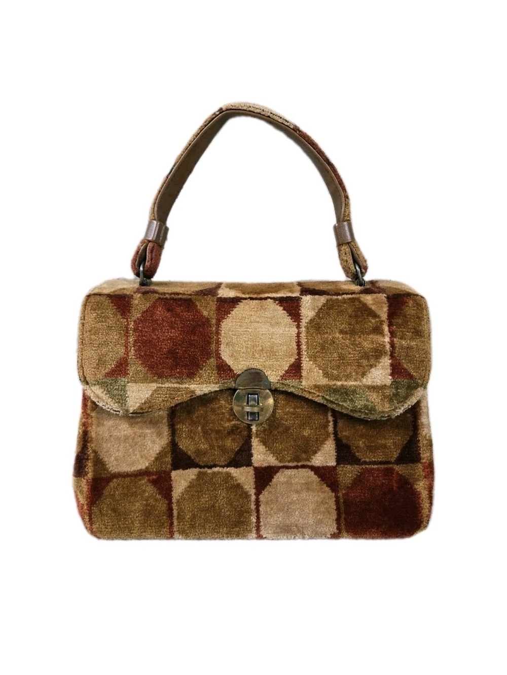 Vintage 1960s Markay Bags Carpet Handbag Purse Mod Circle Square Pattern Boho